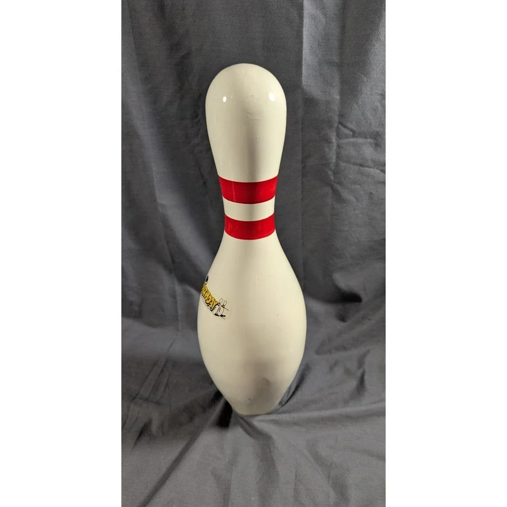 HAPPY BIRTHDAY Party Clown Bowling Pin RED  Stripe - Real Standard Bowling Pin